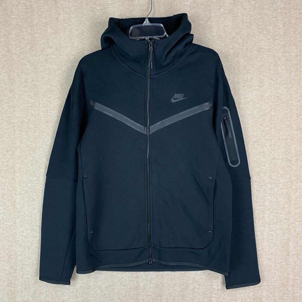 Nike Tech Fleece Hoodie Mens Medium Black Full Zip Sweatshirt Sportswear CU4489